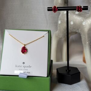 Kate Spade Ruby Red and Gold Necklace Set